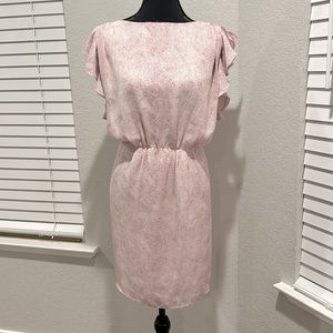 LOFT Pink Ruffle Sleeve Dress